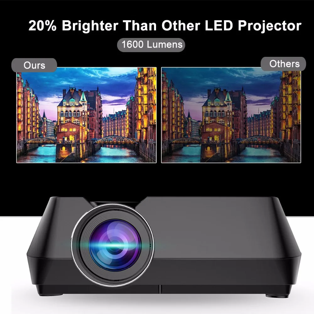 

Portable Multimedia Proiettore LCD Con HDMI USB AV VGA Interfacce di TF di Sostegno 720 P Per Home Cinema Teatro