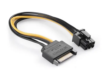 

Free shipping 15Pin SATA male To 6Pin Female PCI-E Graphics Video Card Power Cable support MAC PRO SATA Power Supply cable