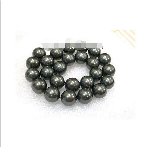 

round Tahitian black south sea shell pearls necklace@^Noble style Natural Fine jewe FREE SHIPPING