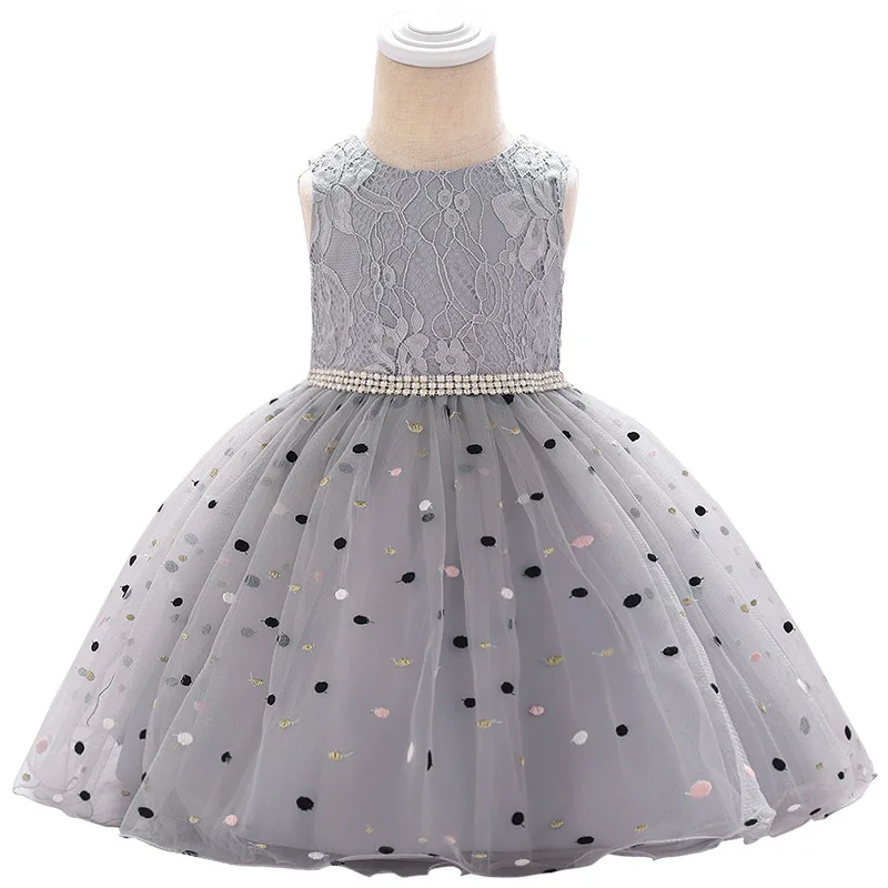 Children's Birthday Princess Party Dress Girl Baby Wave Point Mesh Bridesmaid Elegant Dress Girl Baby Clothes - Цвет: AsPicture