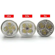 Ультра яркие красные/зеленые/9 Вт, 12 Вт, 15 Вт, GU10 MR16 E27 E14 светодиодный лампы 85-265 V затемнения Светодиодный прожектор теплый/натуральный/лампа холодного света 110 V 220 V DC 12 V
