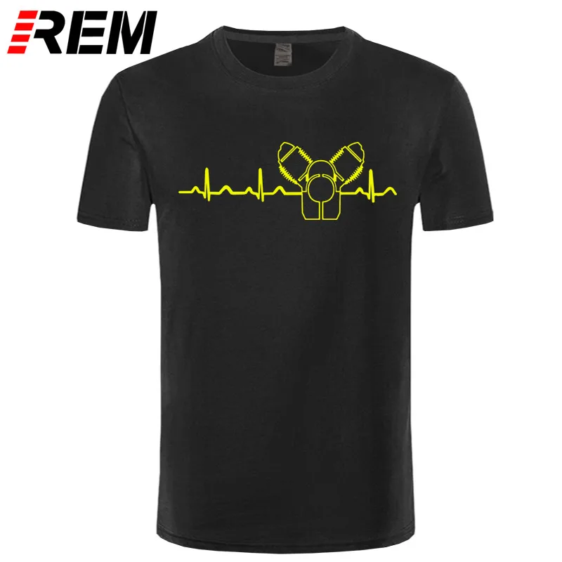 REM хлопок с круглым вырезом на заказ печатная Мужская футболка Moto Guzzi Heartbeat greenwhitered Мужская футболка