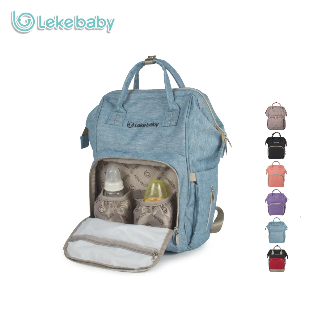 

Lekebaby Mummy Maternity Chaning Nappy Bag Oversized Opening Nursing Diaper Backpack Built-in Steel Ring Support for Baby Care