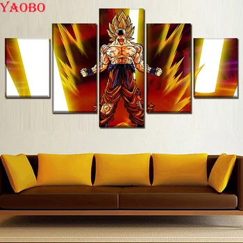 

5 pcs 5D Diy Diamond Painting Dragon Ball Z,Full square/round Cross-Stitch,triptych painting Mosaic Diamond Embroidery for sale