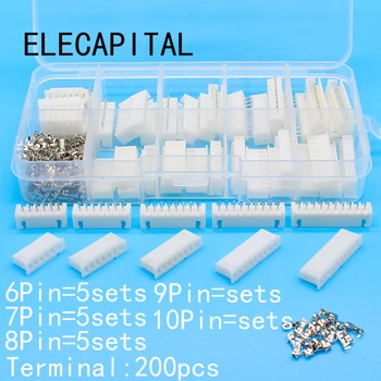 

25 sets Kit in box 6p 7p 8p 9p 10 pin 2.54mm Pitch Terminal / Housing / Pin Header Connector Wire Connectors Adaptor XH Kits