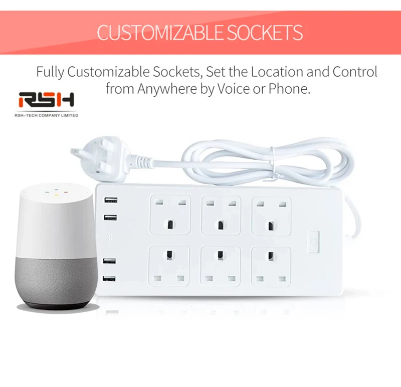 6 разъемов WiFi smart power strip гнездо расширения с 4 USB мини Wifi розетка для Alexa, Google Home и IFTTT