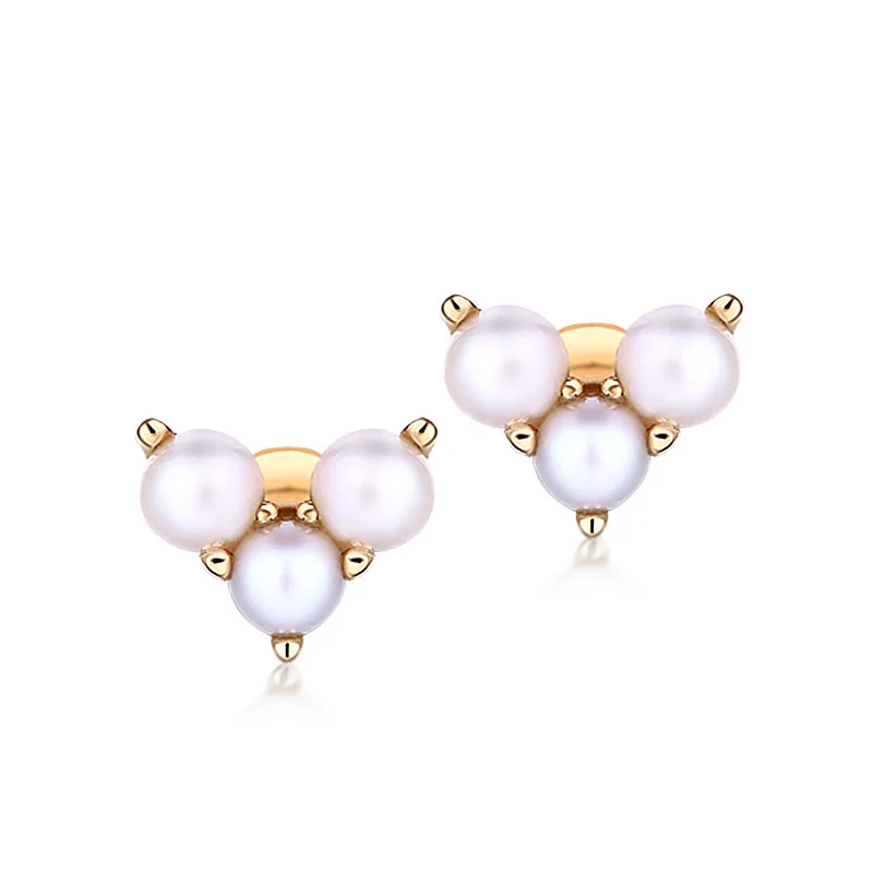 

14k Gold Freshwater pearl Stud earrings simple style For Women as a Gift