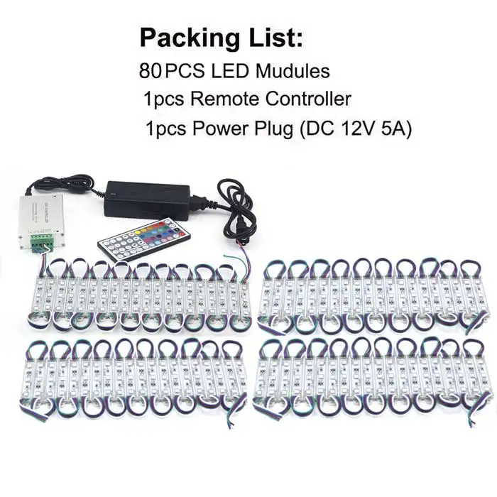 Модуль света 3 светодиодный DC12V водонепроницаемый IP65 свет SMD 5050 светодиодный Магазин Реклама на окнах знак полосы лампы модули света RGB цвет - Цвет: 80PCS Kit