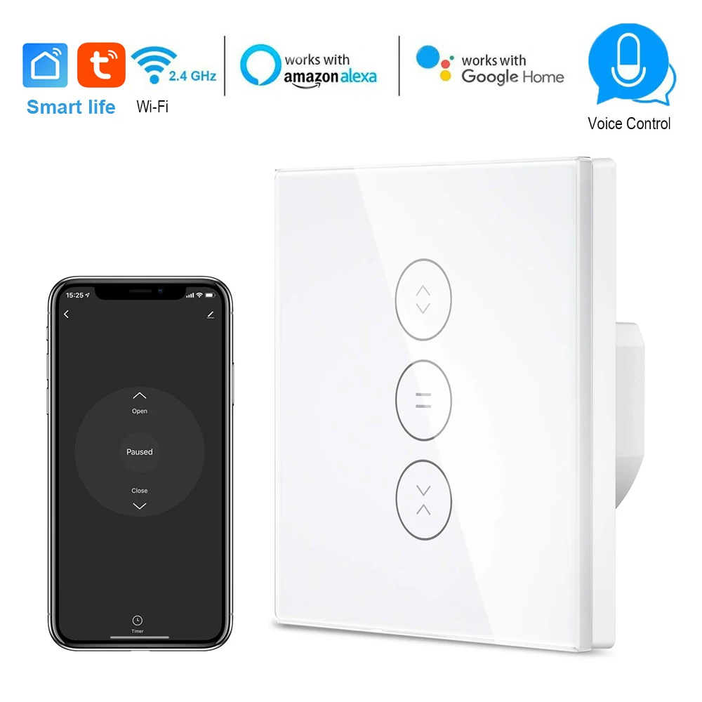 

Smart life WiFi Smart Curtain Switch timing Control Switch Compatible with Alexa and Google IFTTT for Roller Shutter Motor Door
