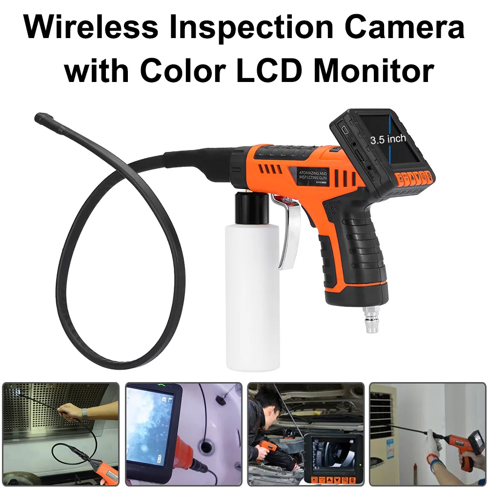

Car-detector 3.5 Inch LCD Monitor Wireless Endoscope Borescope 9mm Waterproof Inspection Snake Camera with Cleaning Function