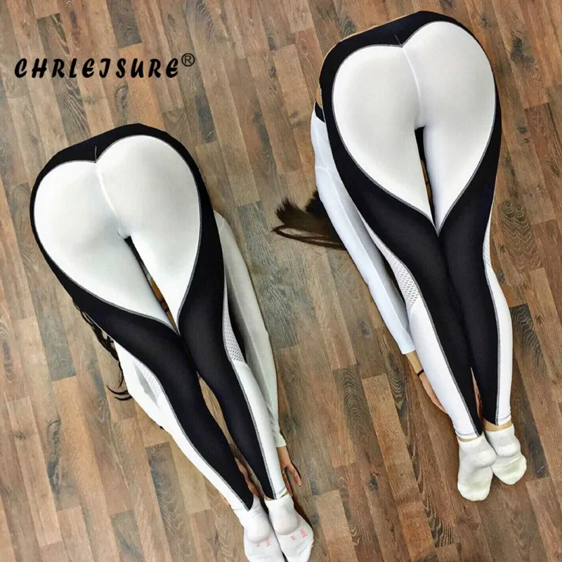 

CHRLEISURE High Waist Women Leggings Heart Printing 2018 Spring Polyester Breathable Trousers Workout leggins Lady's Legging