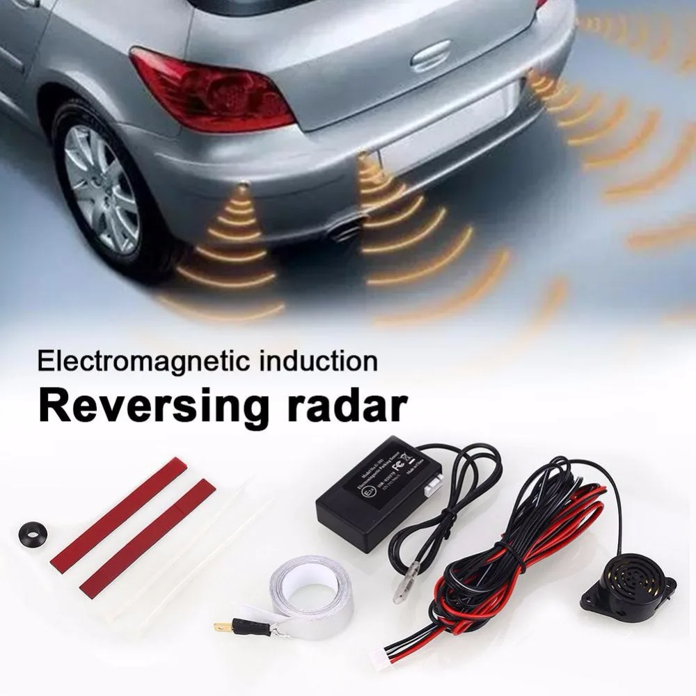 

Vehemo 12V Car Auto Parktronic LED Parking Sensor With 4 Sensors Reverse Backup Car Parking Radar Without Drilling Universal