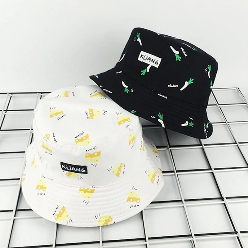 Fashion Panama Bucket Hat Men Women Double Sided Summer Bucket Cap Banana Print Yellow Hat Bob Hat Hip Hop Gorros Fisherman Hat