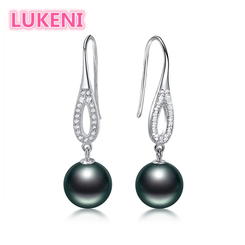 

Luxury S925 Sterling silver Earrings 10-12mm Perfect round pearl Drop Earrings Fashion pearl jewelry For women Free shipping