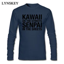 Фирменная Новинка Kawaii On The Streets, синяя футболка с буквенным принтом, модные мужские дизайнерские топы с длинными рукавами, Забавные футболки