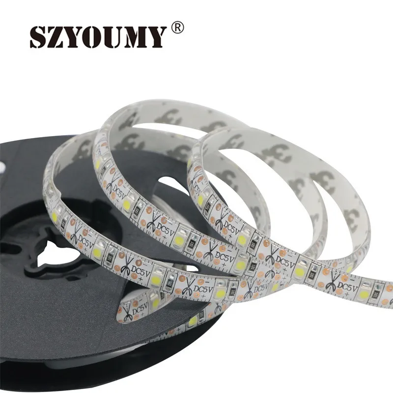 SZYOUMY Батарея питание Светодиодные ленты 3528 SMD 50 см 1 м 1,5 м 2 м теплый белый/холодный белый Водонепроницаемый гибкая Светодиодные ленты свет