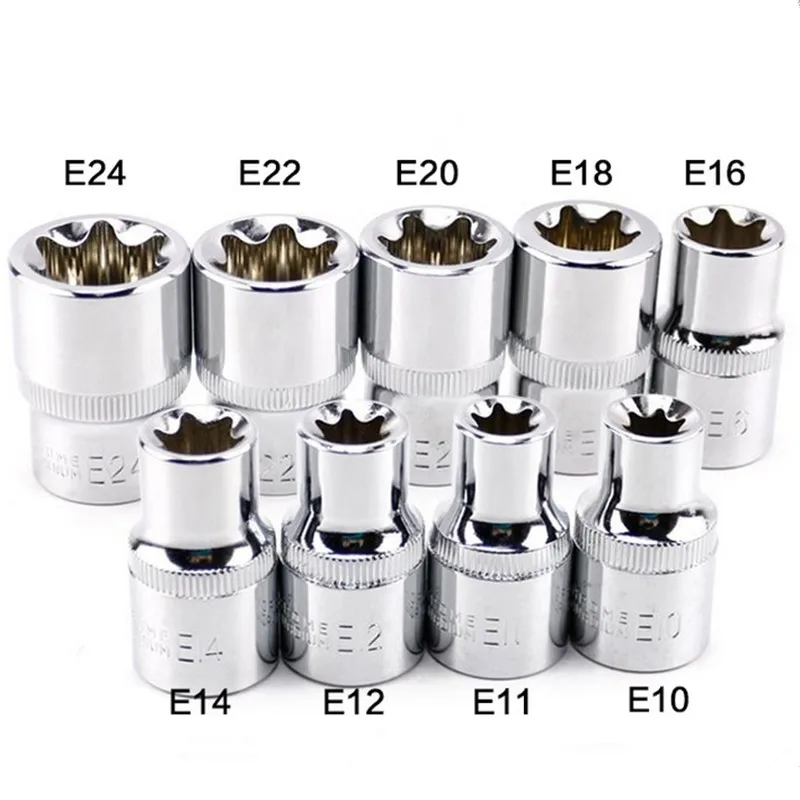 

9PC 1/2 Inch(12.5mm) Torx Star Bit Female E Socket Set Socket Wrench Set ,E10,E11,E12,E14,E16,E18,E20,E22,E24