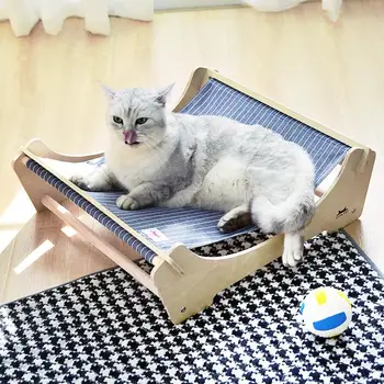 

Wooden cat hammock cotton cat hanging bed four seasons breathable autumn and winter sun cat litter removable washable nest