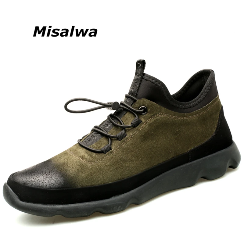 

Misalwa 2019 New Fashion Casual Men Leather Shoes Brush Gradient Color Round Toe Designer Man Sock Mouth Slip-on Flats