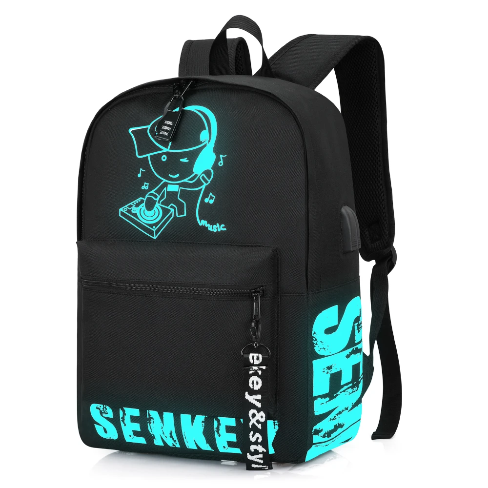 

New Hot Middle High School Student Backpack Anime Luminous USB Charging Laptop Backpack For Teenager Boys Girls School Bag