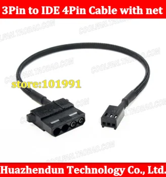 

20pcs High Quality IDE 4Pin to 3pin Fan power cable adapter 20cm with net 3 pin to 4 pin
