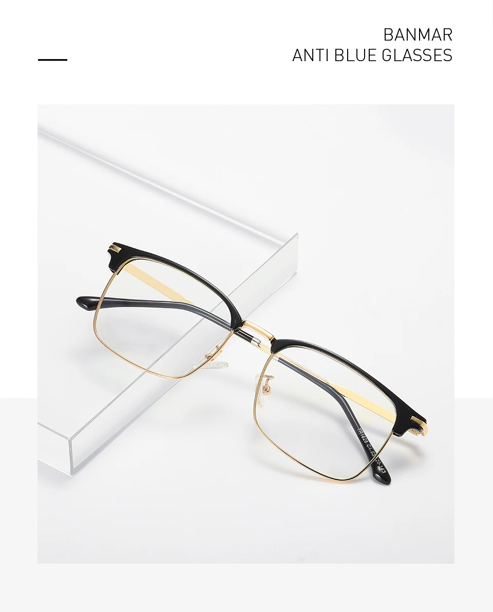 BANMAR Men Optical Frames Anti Blue Rays Eyeglasses Frames Rack Commercial Glasses Fashion Eyeglasses Frame Myopia Frames A1828