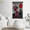 Red Japanese Kimono Girl Modern Wall Art Print Pop Art Posters and Prints Scroll Canvas Painting Wall Pictures for Living Room ► Photo 2/6