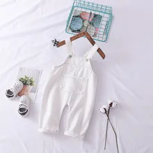 Платье для маленьких девочек Джинсовые комбинезоны; сезон весна-осень; модные Новая детская одежда дети Повседневное на подтяжках джинсовые брюки для мальчиков футболка с короткими