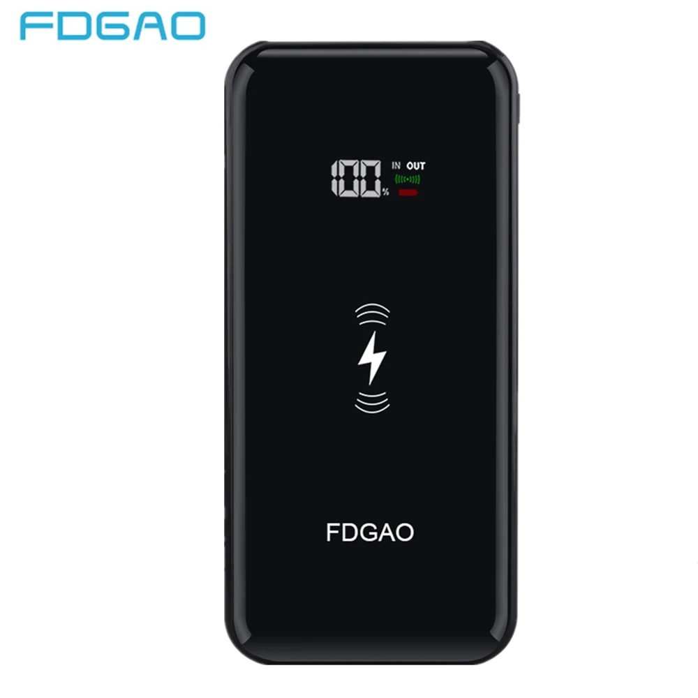 FDGAO 20000 мАч QI Беспроводное зарядное устройство 2 USB power Bank для iPhone XS Max XR X 8 samsung S9 S8 Xiaomi Внешний аккумулятор зарядная площадка