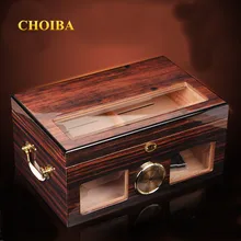 Luxury See through Glass Window High Glossy Finish Cuban Cigar Humidor Nice Storage Box with Lock