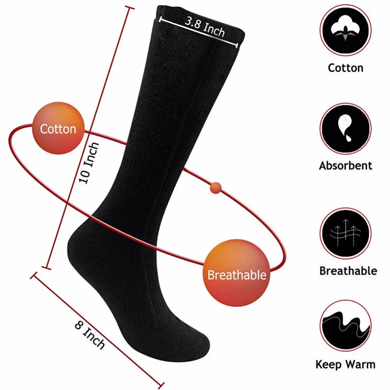 

Unisex Motorcycle 100% Cotton Boots Heated Socks Warm Foot Warmers Electric Warming for Hunting Ice Fishing Boot Motos for bikes