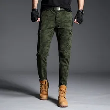 Men Cargo Pants Khaki Big Pocket Decoration Mens Casual Trousers Male Spring Fashions Army Tactical Camouflage Pants Overalls