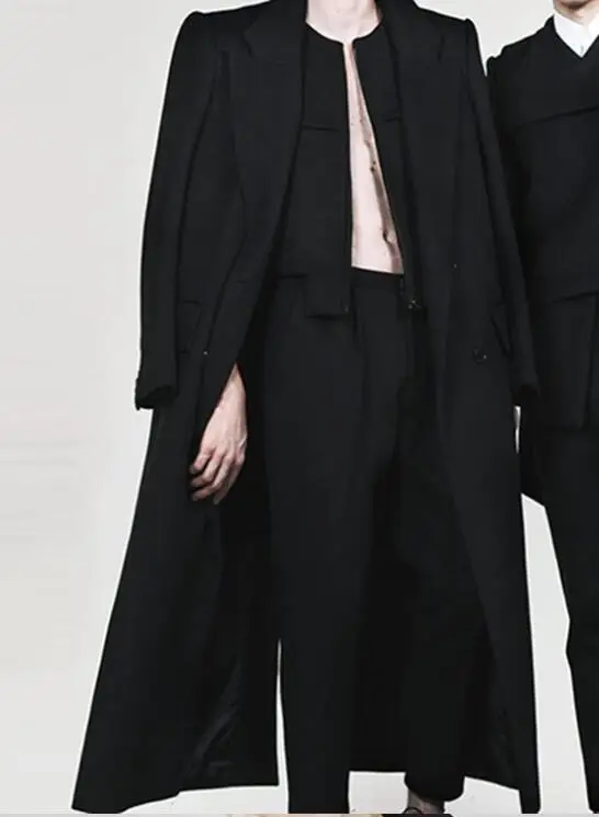 

S-6XL Hot 2019 Spring/autumn Men New Fashion Personalized custom-made slim woolen coat jacket double-breasted super long wool