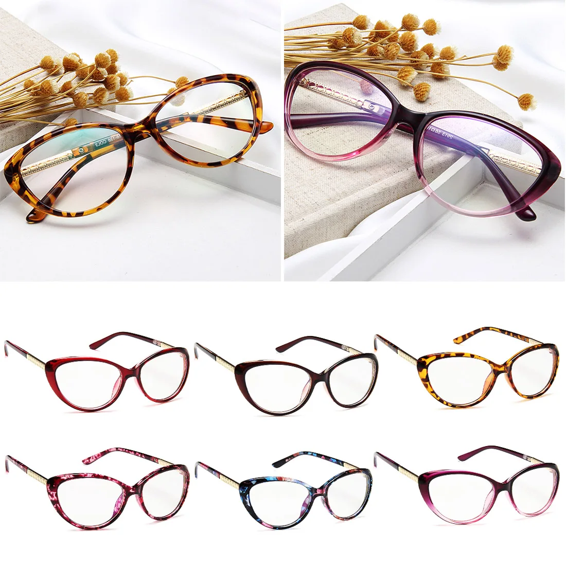 

lunette soleil femme Glasses Transparent Women's Frame Degree Eyeglasses Oversized Cat Eye Glasses Frame Clear Lens Glasses
