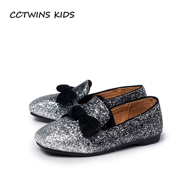 

CCTWINS KIDS 2018 Autumn Children Fashion Butterfly Flat Baby Girl Glitter Slip On Shoe Toddler Brand Black Loafer GL1969