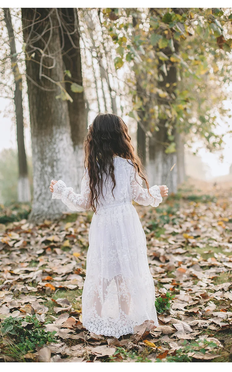 Свадебное платье для маленьких девочек 6, 8, 10, 12, 14, 15 лет, одежда для девочек-подростков, белое кружевное длинное платье, детское платье принцессы