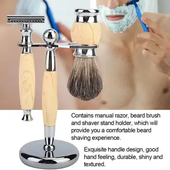 

Men Classic Shaver Set Retro Razor Beard Brush Shaver Stand Holder Manual Shaving Set