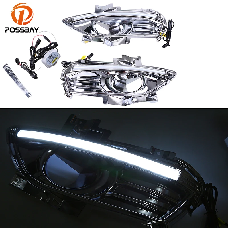 

POSSBAY Car Fog Light Cover LED DRL Daytime Running Lights for Ford Fusion (Mk V) Sedan 2013-2016 Pre-facelift Bumper Grilles