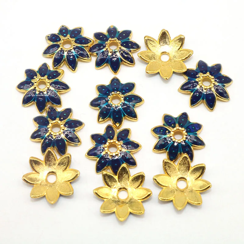 

14MM 10PCS Flowers beads Caps Golden Plated Drops oil Handmande Beads Caps Bead Caps accessories Diy for Jewelry Making