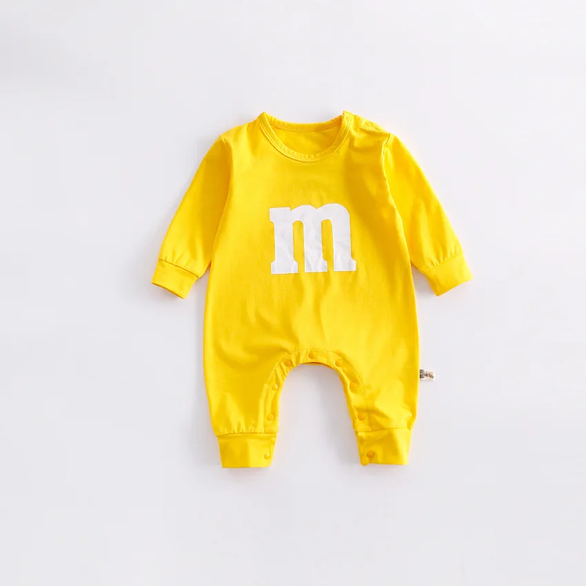 Детские хлопковые комбинезоны для новорожденных; сезон весна-осень; мягкая детская одежда с длинными рукавами для маленьких девочек и мальчиков; M chocolates; яркие комбинезоны; костюм - Цвет: Цвет: желтый