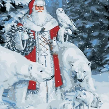 Рождественский снеговик картины по номерам DIY картина по номерам ручная роспись маслом гостиная домашнее произведение искусства, Декор настенный