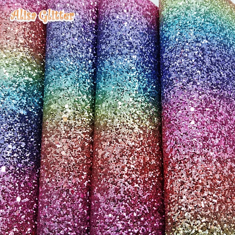 

1PCS A4 SIZE 21X29cm RAINBOW Glitter Leather Synthetic Leather Fabric Pu leather Fabric For Bow DIY handbags shoes B21C