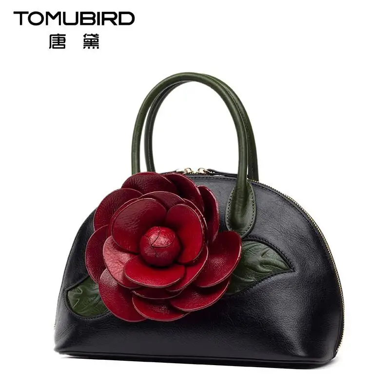 Новая женская сумка из натуральной кожи трехмерная ручная Роза Модные женские кожаные сумки Сумка через плечо сумка