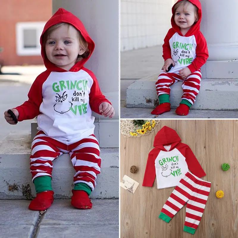 

PUDCOCO Newborn Baby Kids Girl Boy Christmas 2pcs Clothes Hooded Tops+ Long Pants Casual Xmas Outfits 0-24M