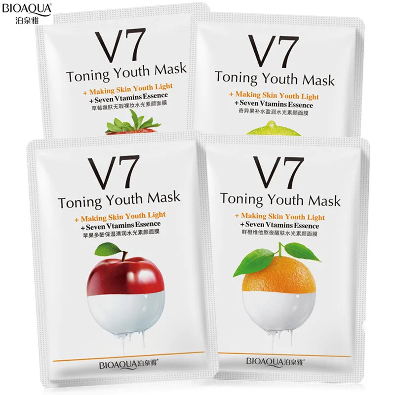 BIOAQUA Fruit V7 series 1PC Тонизирующая маска для лица увлажняющая питательная с эссенцией