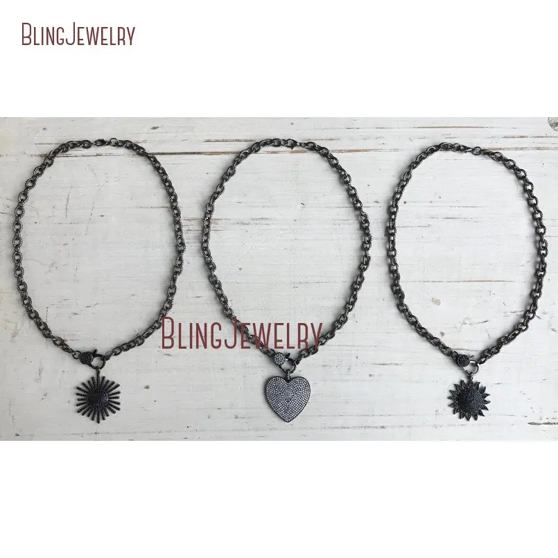 20190311-CN24379-gunmetal pave crystal clasp choker with gunmetal pave crystal heart pendant on gunmetal texturized chain_4