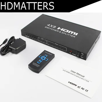 

4X8 HDMI Switcher Splitter HDMI 4 in 8 out splitter Switch 4KX2K HDMI V1.4 with IR control