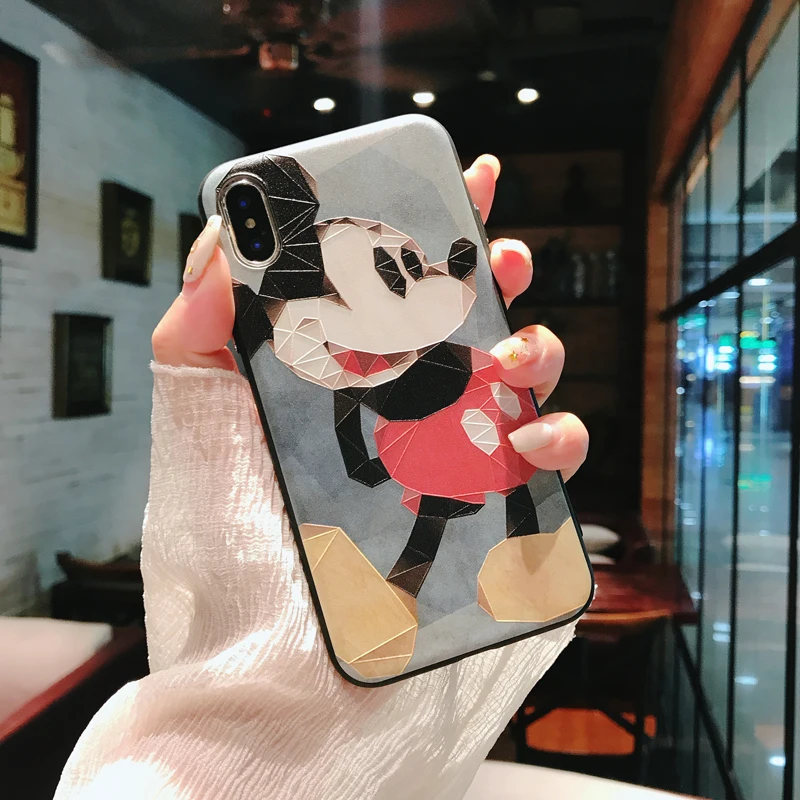 

Mickey Minnie Relief Phone cases for iphone X XR XS XS Max Cartoon silicon+ hard pc Case For iphone 6 6s 7 8 plus
