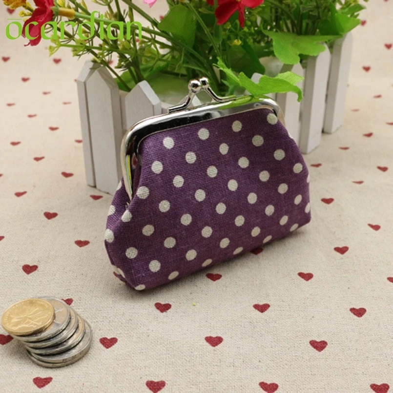 

OCARDIAN New Fashion dot printing women coin purse,lady change purse,Patent Linen coin wallet,Female money bag wallet