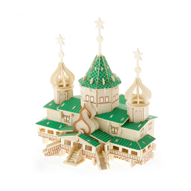 DIY 3D Wood Puzzles Children Adults Russian Grand Chalet Puzzles Wooden Toys Learning Education Environmental Assemble Toy Games